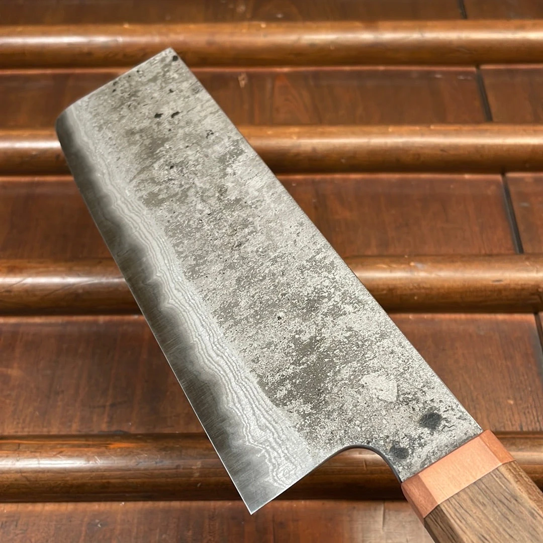 Blenheim Forge 150mm Nakiri Iron Clad Aogami Super Walnut & Brass - Image 5