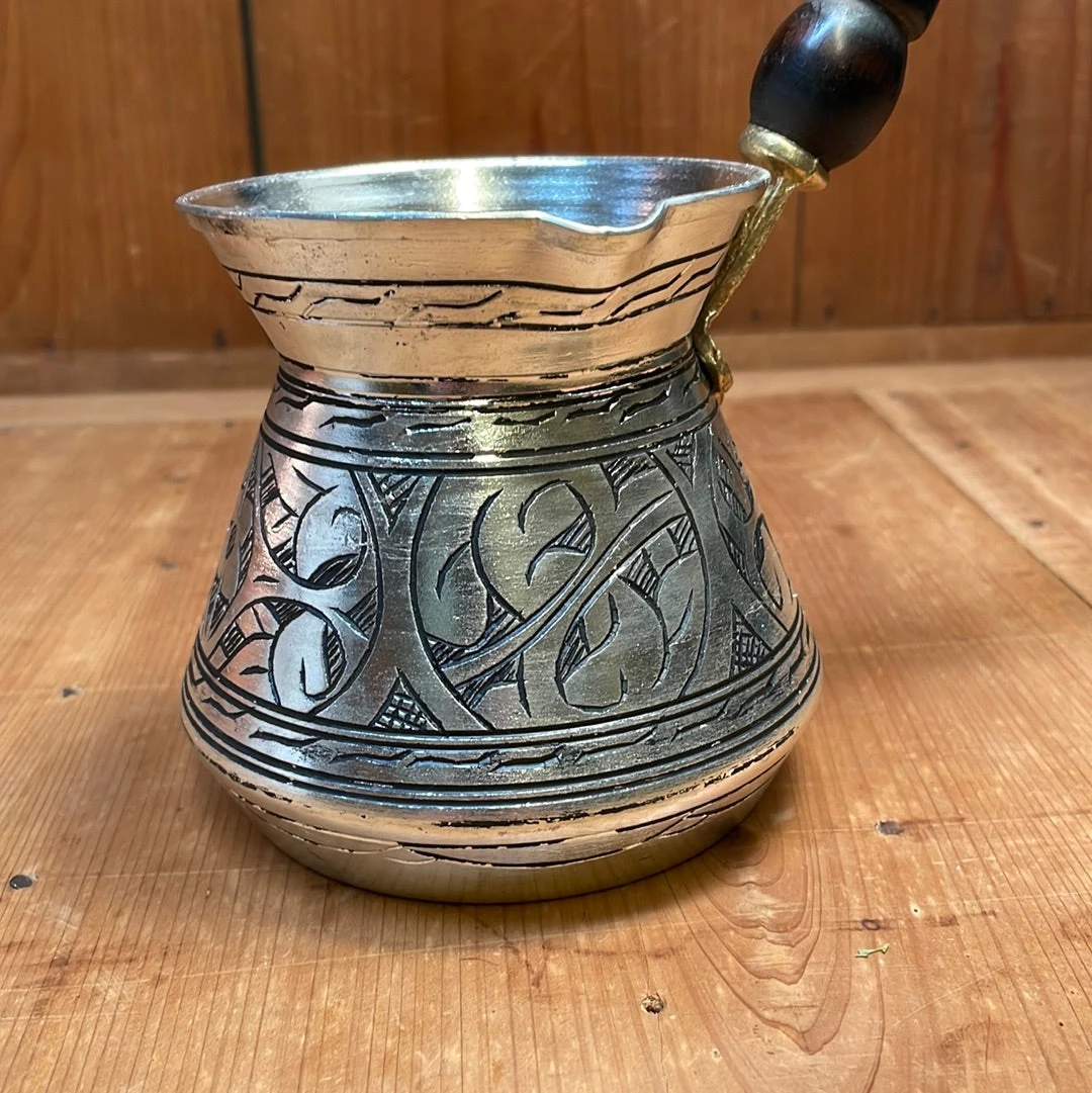 Kulhan Hand-carved Nickel And Copper Turkish Coffee Pot - Image 2