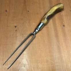 Vintage Handforged 5.5" Bayonet Carving Fork Stag Handle Gothic Style