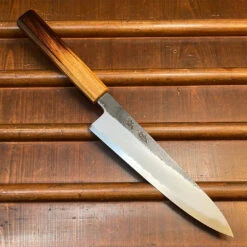 Hado Sumi 210mm Gyuto Shirogami 2 Kurouchi Finish Burnt Oak