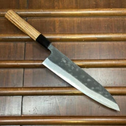 Kamo Shiro 210mm Gyuto AS Kurouchi Carbon 3 Layers Teak Horn