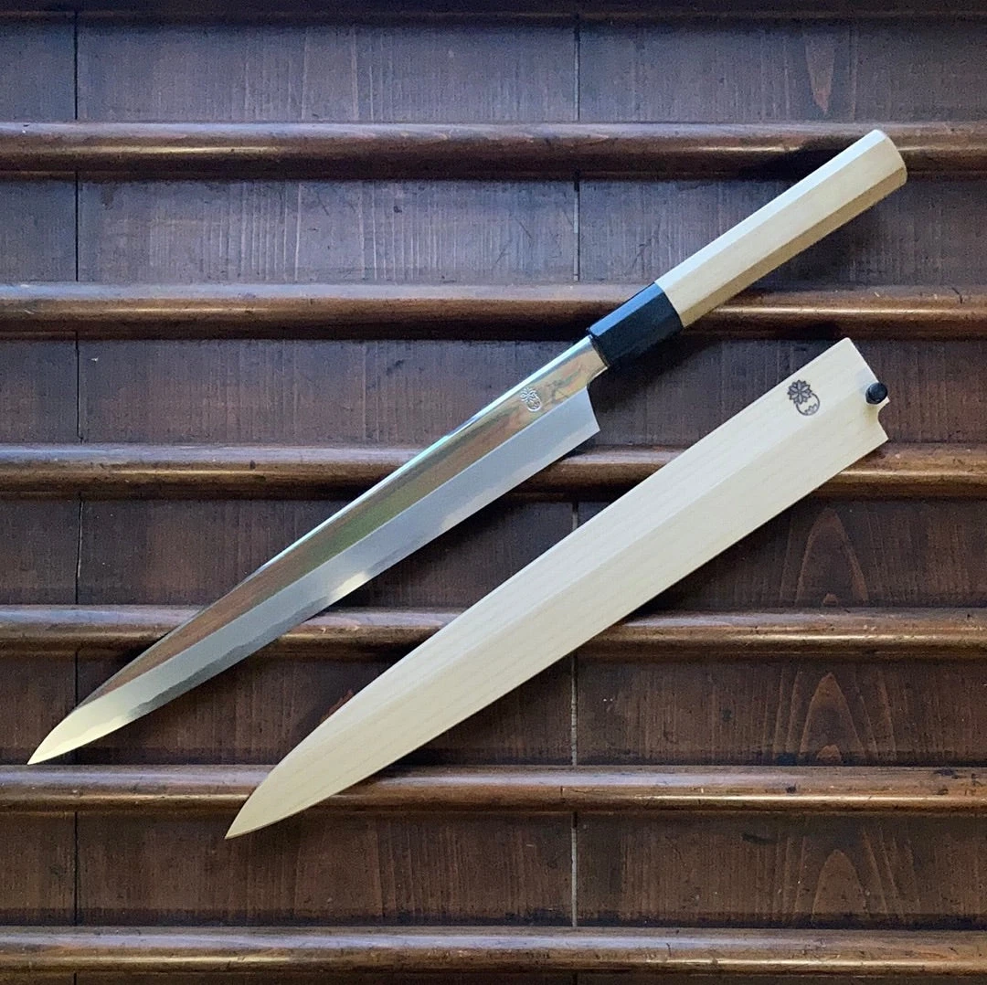 Sakai Kikumori Choyo 300mm Yanagi Shirogami 2 With Saya - LEFTY