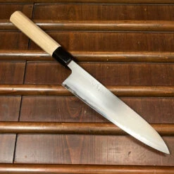 Wakui 210mm Gyuto Stainless Clad Shirogami 2 Migaki Warikomi Ho Octagonal