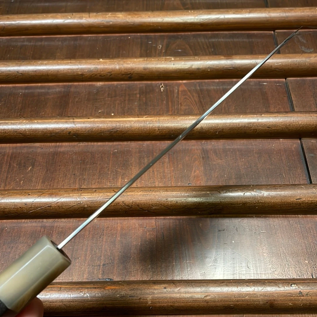 Hitohira Togashi 180mm Santoku Migaki Stainless Clad Aogami 1 Taihei Makassar Ebony Handle - Image 6