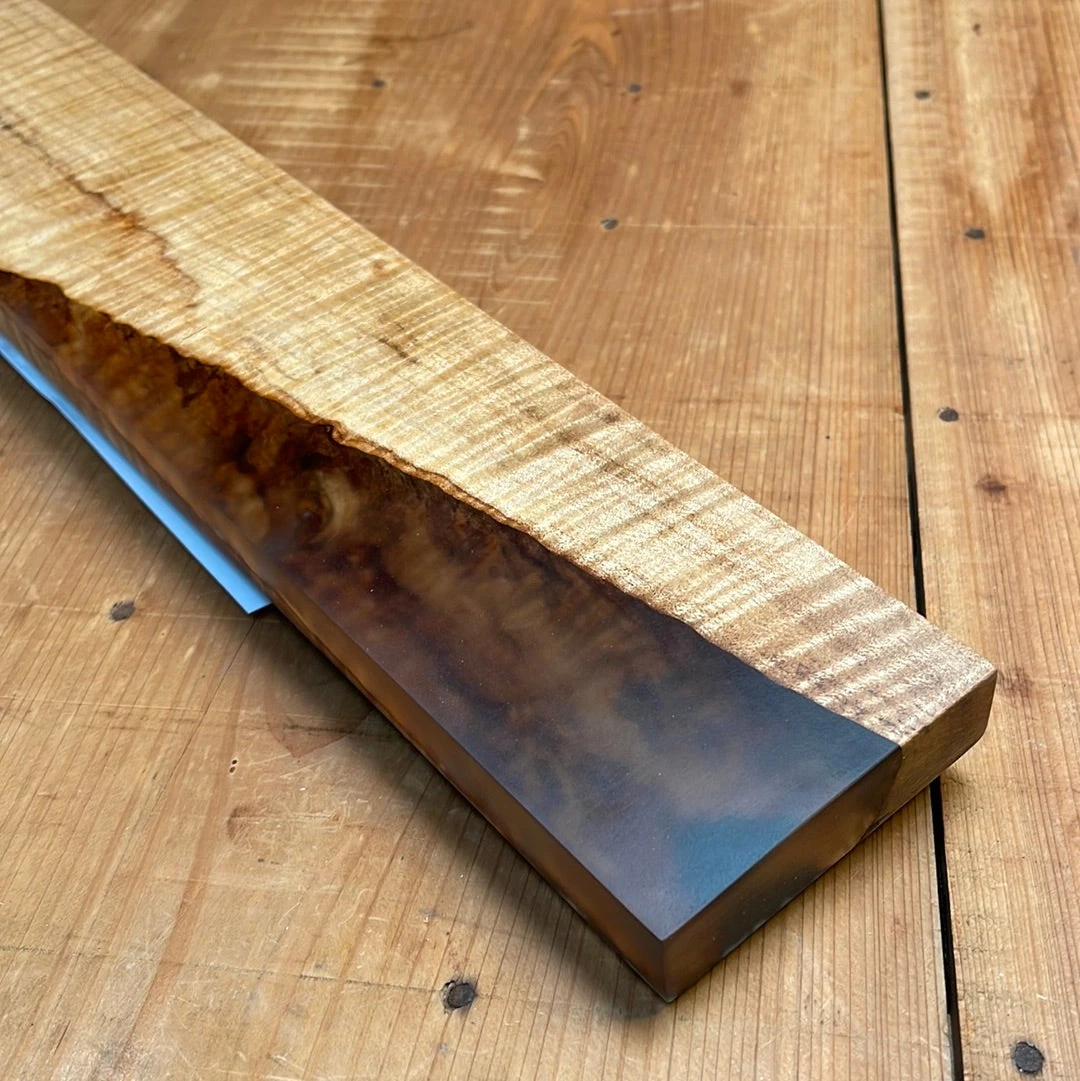 Knife En Place Harmony Select Large Spalted Curly Maple With Translucent Gray Epoxy Magnetic Knife Holder - Image 2