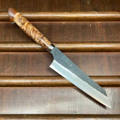 Nigara Hamono SG2 150mm Honesuki Kaku Kurouchi Tsuchime Stabilized Maple Burl Western Handle