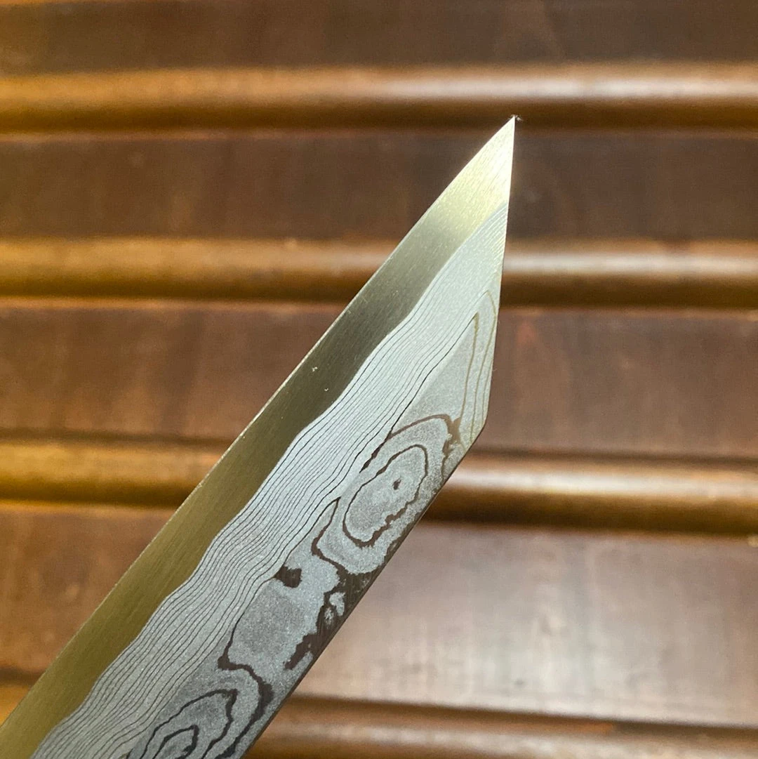 Hitohira Tanaka Manzo 300mm LEFTY Kiritsuke Yanagi Aogami 1 Damascus Ebony W/ Saya - Image 11