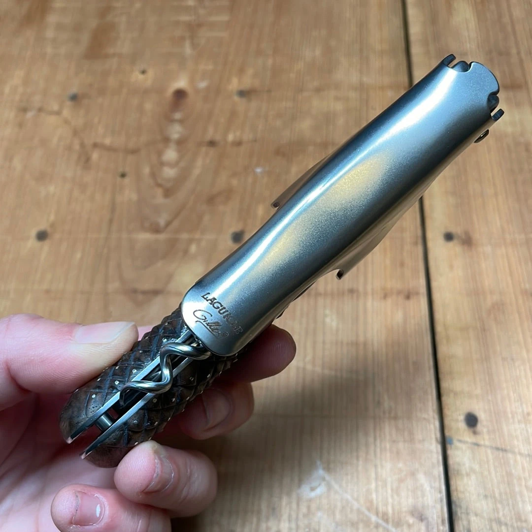 Fontenille Pataud Laguiole Magnum Sommelier Pocket Knife Carved Pinned Walnut - Image 7