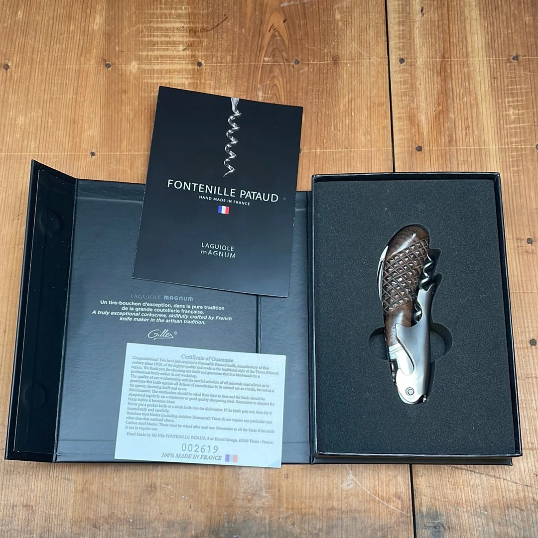 Fontenille Pataud Laguiole Magnum Sommelier Pocket Knife Carved Pinned Walnut - Image 9