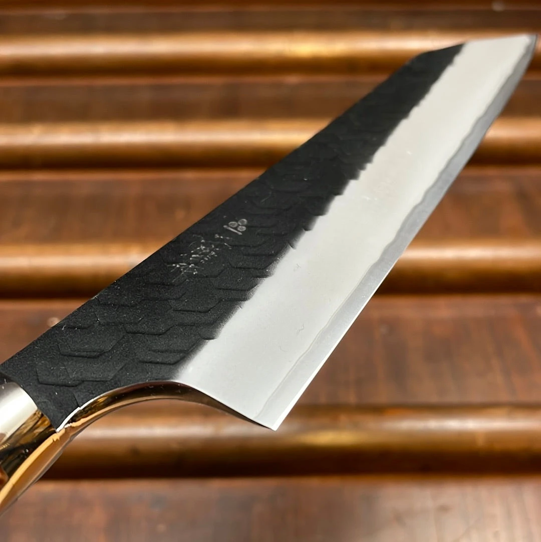 Nigara Hamono SG2 150mm Honesuki Kaku Kurouchi Tsuchime Stabilized Maple Burl Western Handle - Image 4