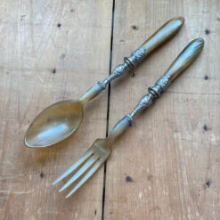 Vintage Unmarked Salad Serving Set Horn France 1920’s/30’s?