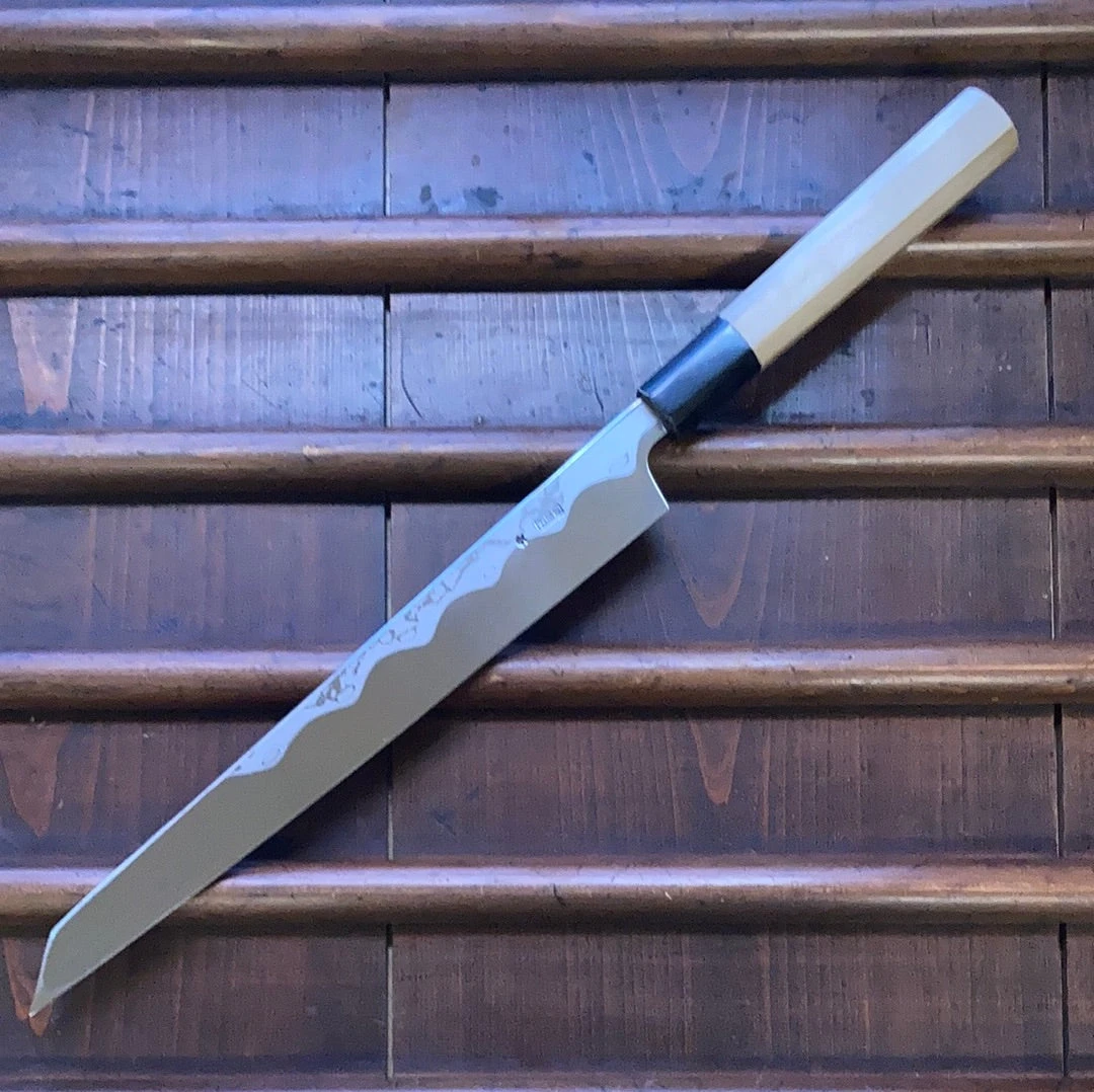 Sakai Kikumori Kikuzuki Uzu 270mm Kiritsuke Yanagi Aogami 1 With Saya - Image 4