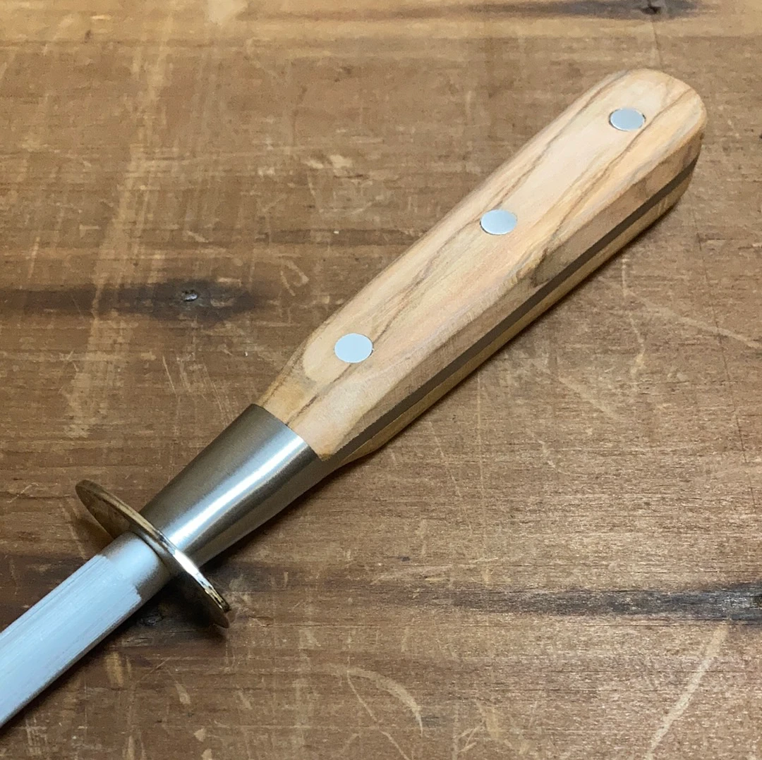 K Sabatier Authentique 8" Honing/Sharpening Steel Olive Handle - Image 2