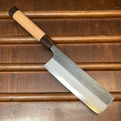 Hitohira Togashi 180mm Nakiri Aogami 2 Kurouchi Cherry Handle (Ebony End)