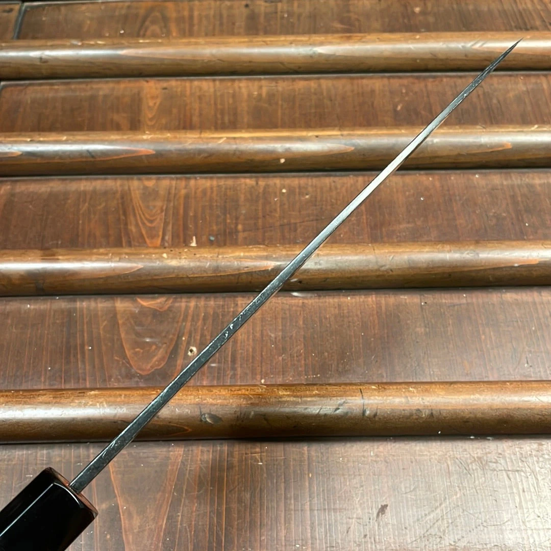 Kumokage 210mm Gyuto Aogami 2 Kurouchi Carbon Damascus Oct Teak Horn - Image 5