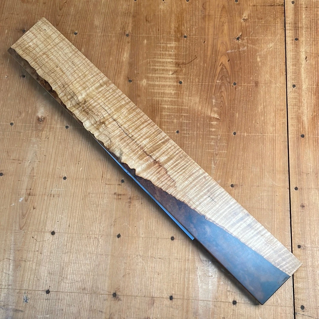 Knife En Place Harmony Select Large Spalted Curly Maple With Translucent Gray Epoxy Magnetic Knife Holder