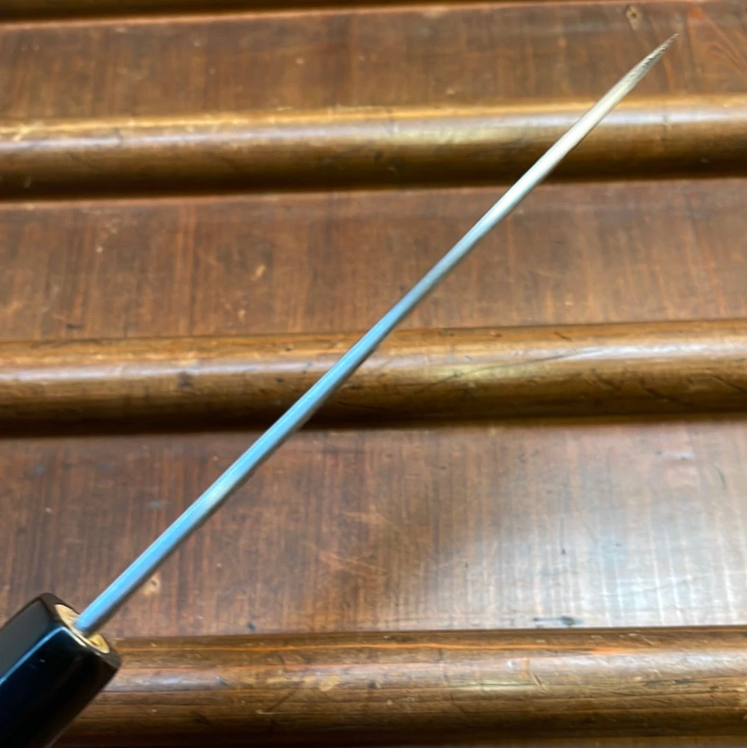 Sakai Kikumori Nakagawa 135mm Petty Aogami 1 Kurouchi Burnt Chestnut W/ Saya - Image 8