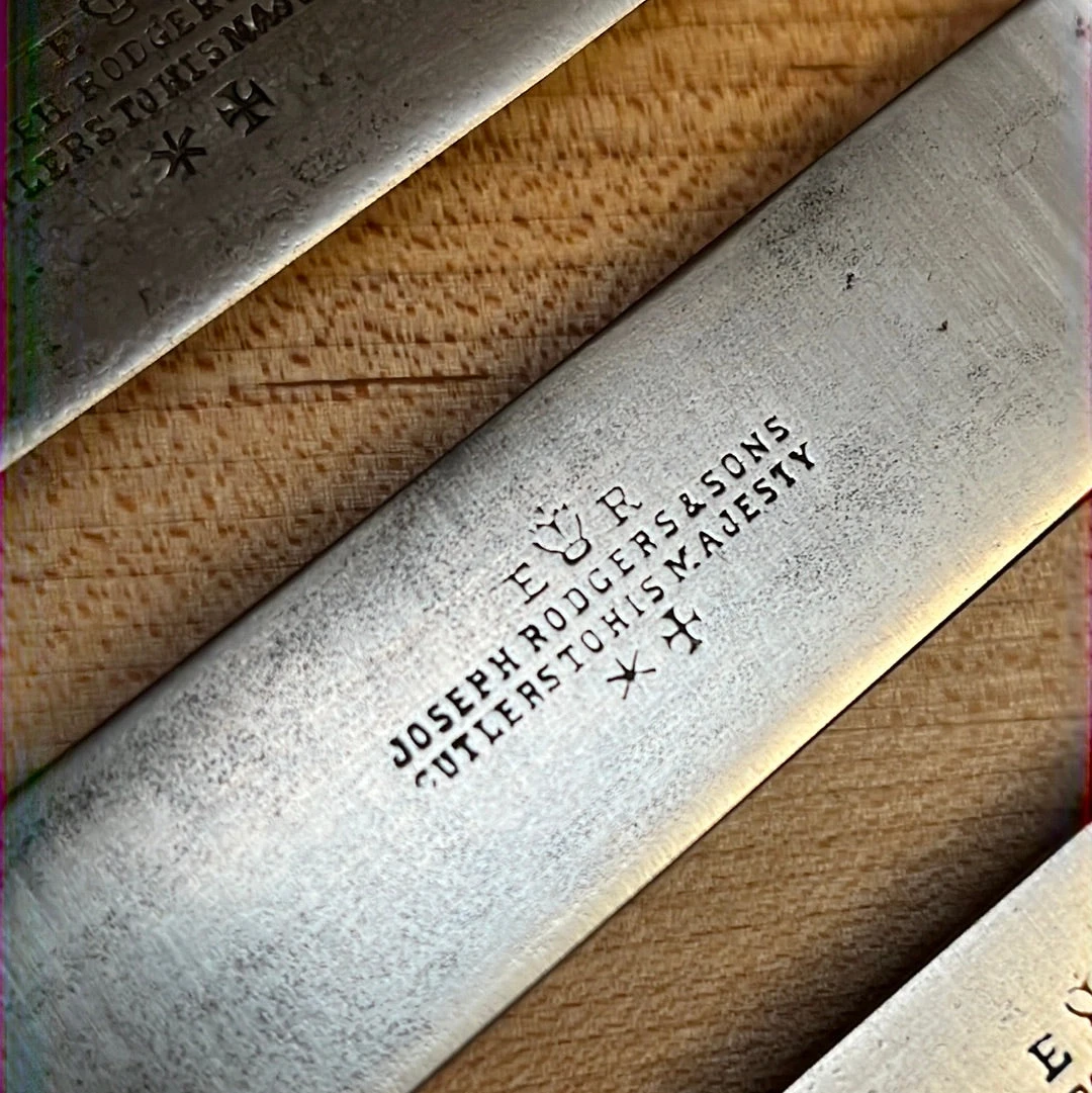 Vintage Joseph Rodgers & Sons Set Of 6 Dinner Knives Carbon Steel Edwardian ~1901-1910 - Image 3