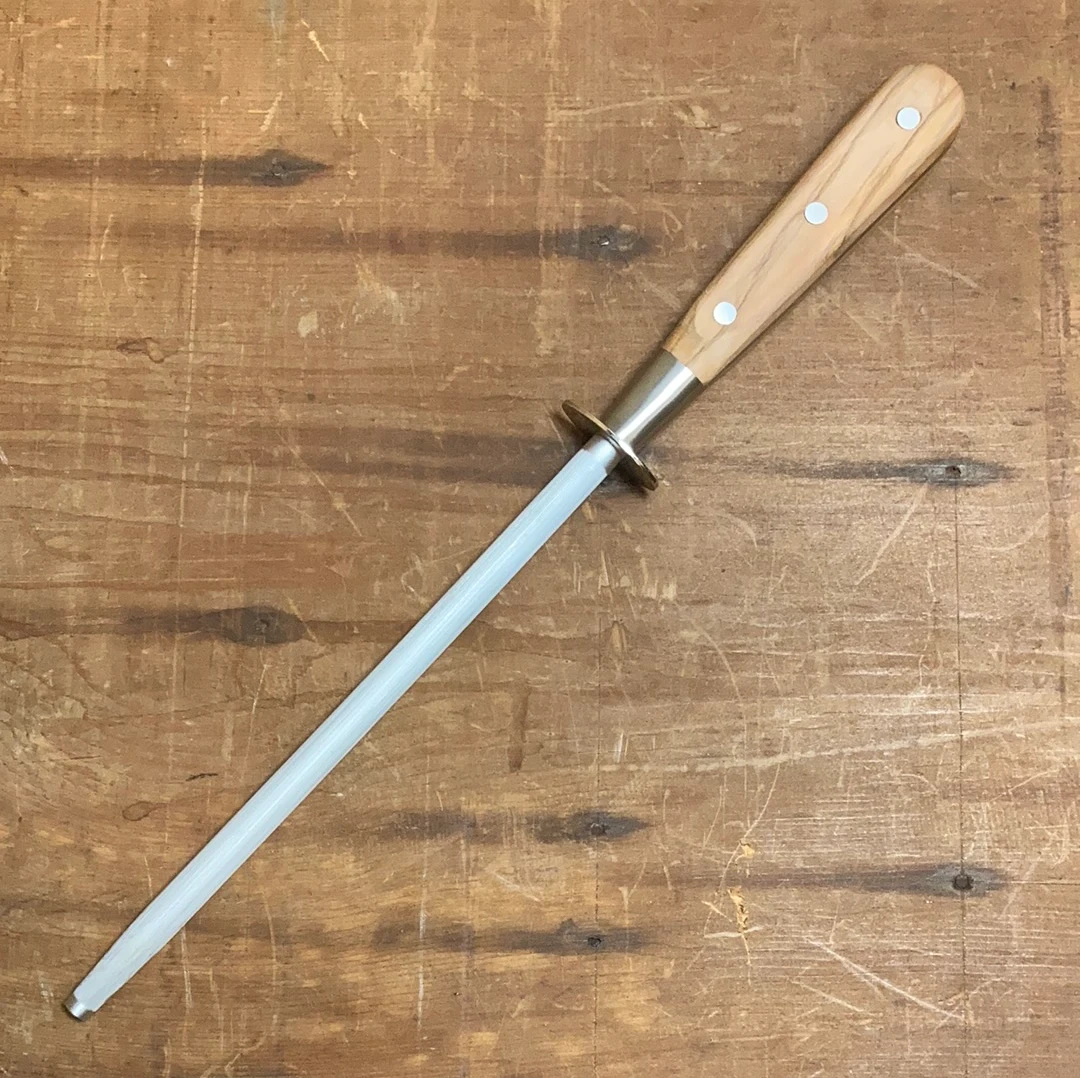 K Sabatier Authentique 8" Honing/Sharpening Steel Olive Handle