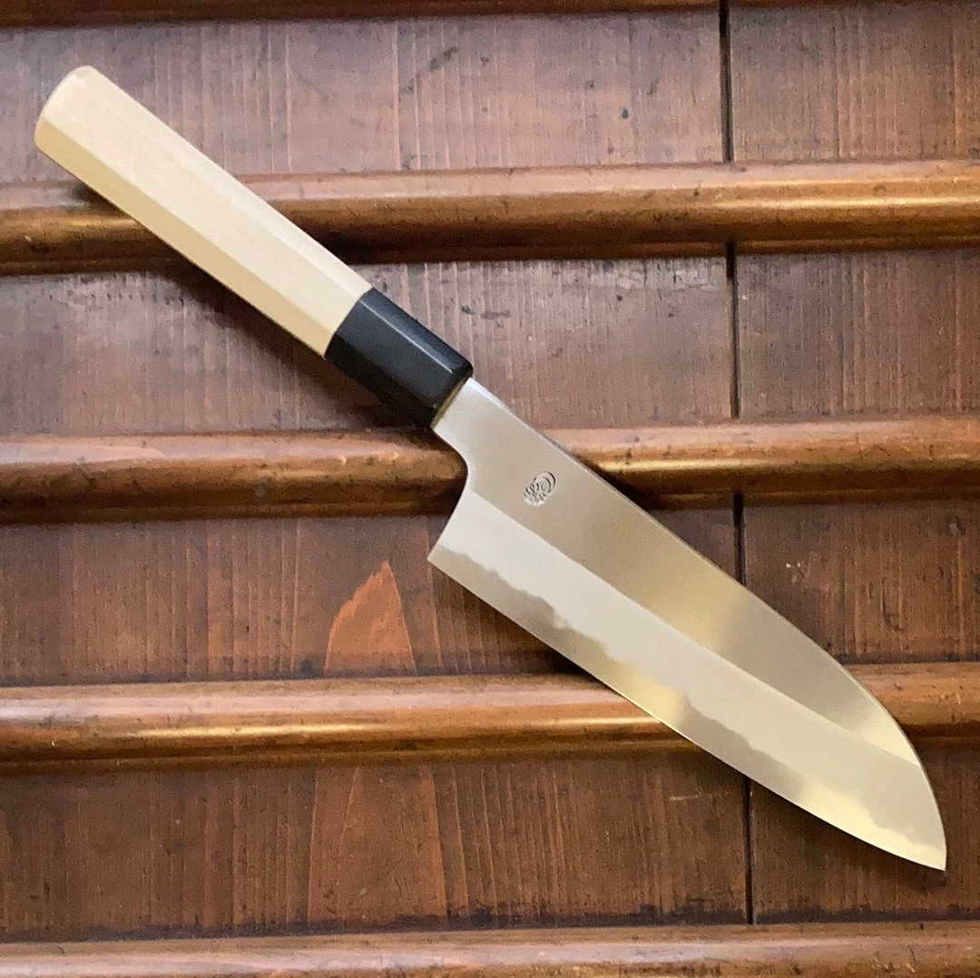 Sakai Kikumori Kikuzuki Kasumi 180mm Santoku Shirogami 2 With Saya - Image 2