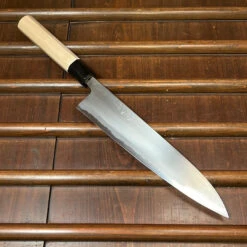 Wakui 240mm Gyuto Stainless Clad Shirogami 2 Migaki Warikomi Ho Octagonal