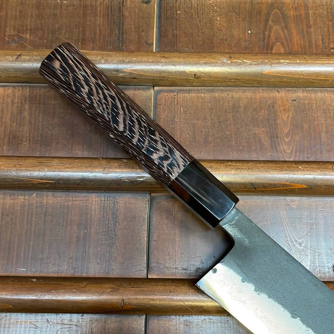 Hatsukokoro Shinkiro 210mm Gyuto Aogami Super Nihei Damascus Kurouchi Wenge - Image 2
