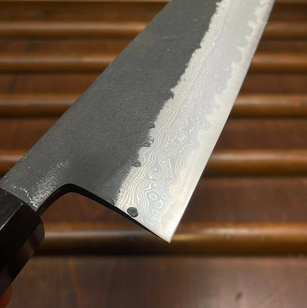Hatsukokoro Shinkiro 210mm Gyuto Aogami Super Nihei Damascus Kurouchi Wenge - Image 4