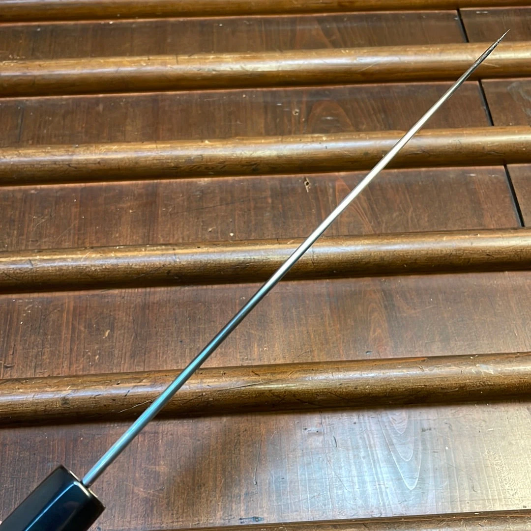 Sakai Kikumori Nakagawa 240mm Gyuto Aogami 1 Kurouchi Burnt Chestnut W/ Saya - Image 6