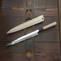 Sakai Kikumori Choyo 270mm Yanagi Shirogami 2 With Saya - LEFTY