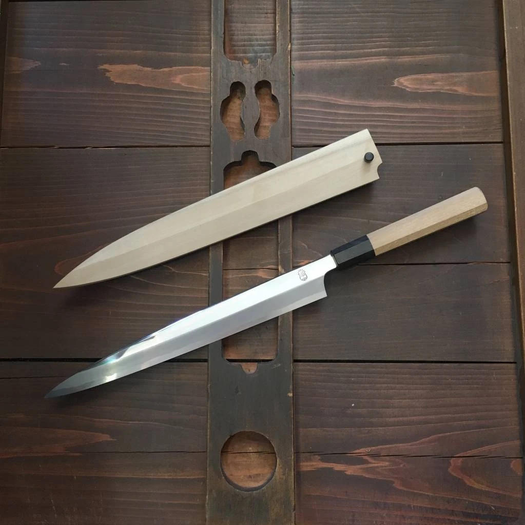 Sakai Kikumori Choyo 270mm Yanagi Shirogami 2 With Saya - LEFTY